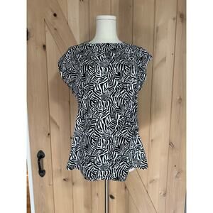 Michael Kors | NWT Zebra Twist Crew Neck Short Sleeve Top | Size Large